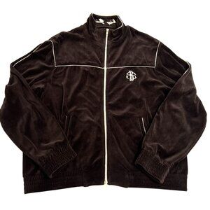 Strawberry Full Zip Velour Track Jacket in Brown